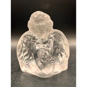 Vtg Fenton Frosted Glass Angel Figurine Heart Accent Clear Religious Statue‎ 3"